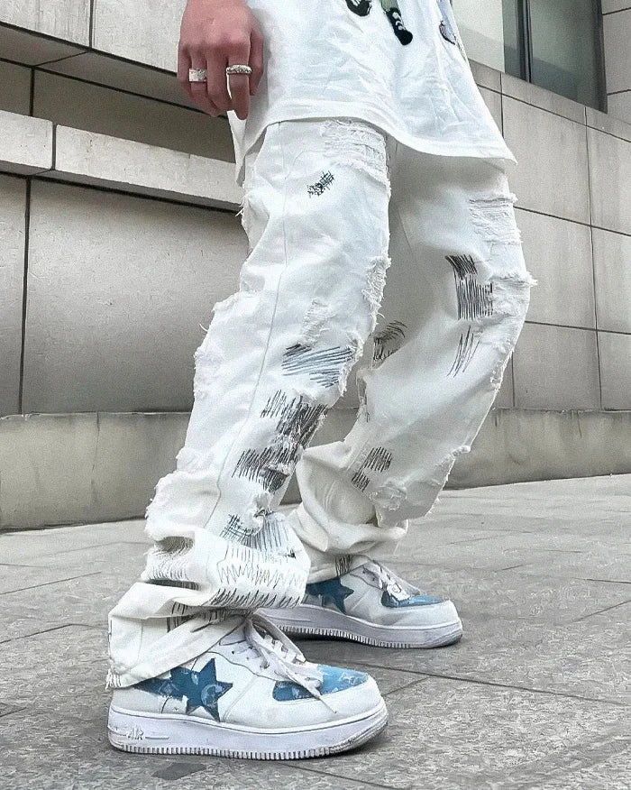 Y2k white jeans ’Kasama’ - TECHWEAR STORM™
