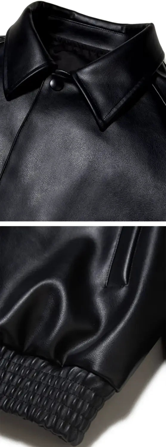 parts of the Black Pu Leather Jacket "Hioka"