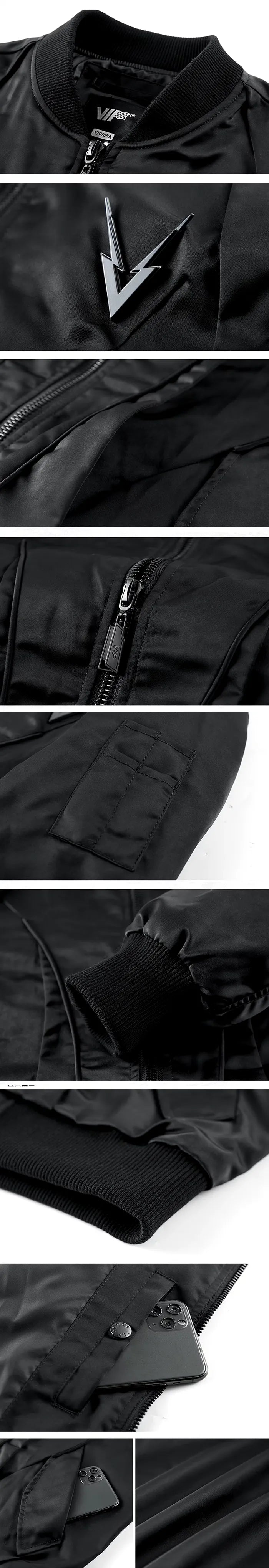 parts of the Black bomber jacket streetwear "Haoki"