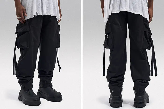 Black cargo pants "Annaka" front and back