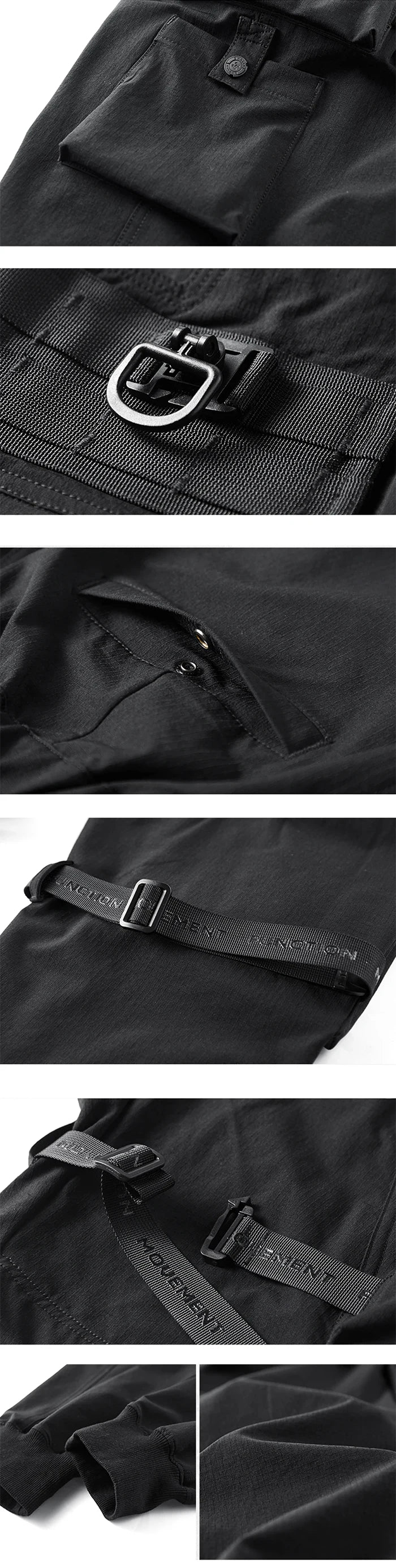 more details of the Black cargo pants techwear "Futtsu"