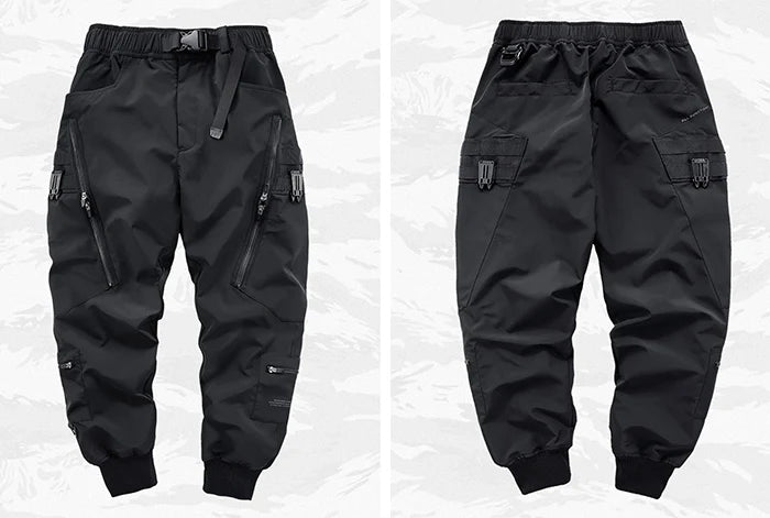 Black cargo pants men "Ichihara" front and back