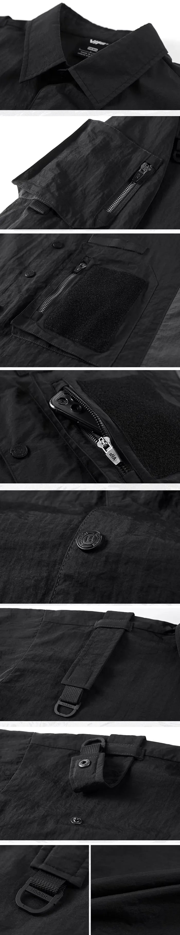 parts of the Black cargo shirt men's "Yehara"