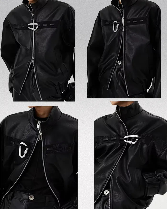 parts of the Black faux leather jacket "Zirushi"