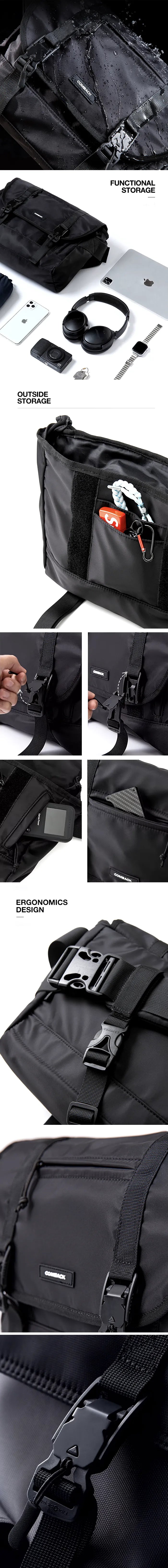 details of the Black messenger bag "Tome"