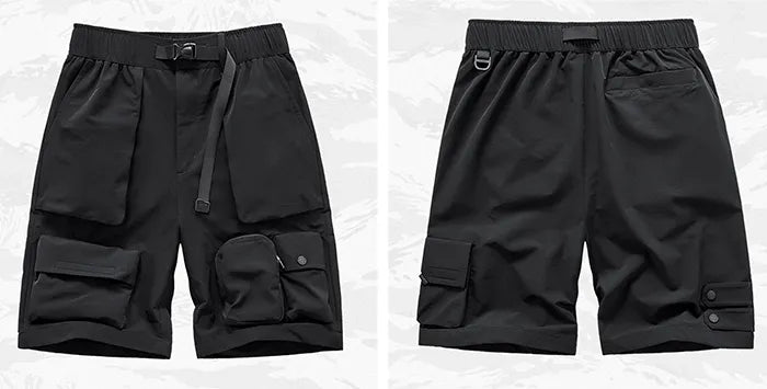 Black nylon cargo shorts ’Togane’