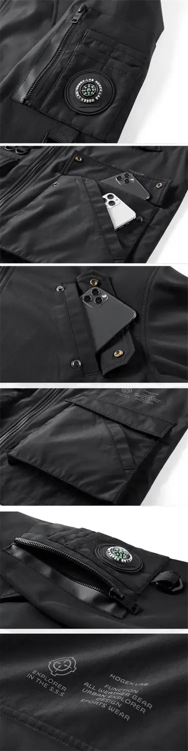 parts of the Black windbreaker techwear "Zawa"