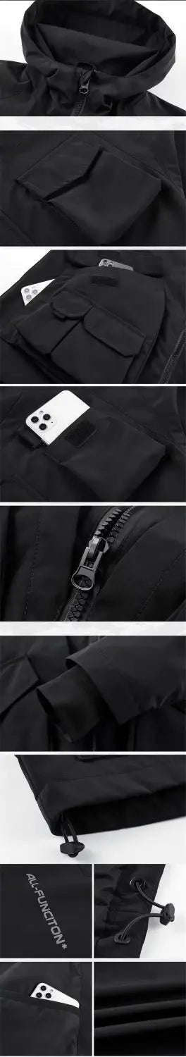 details of the Black windbreaker "Betsu"