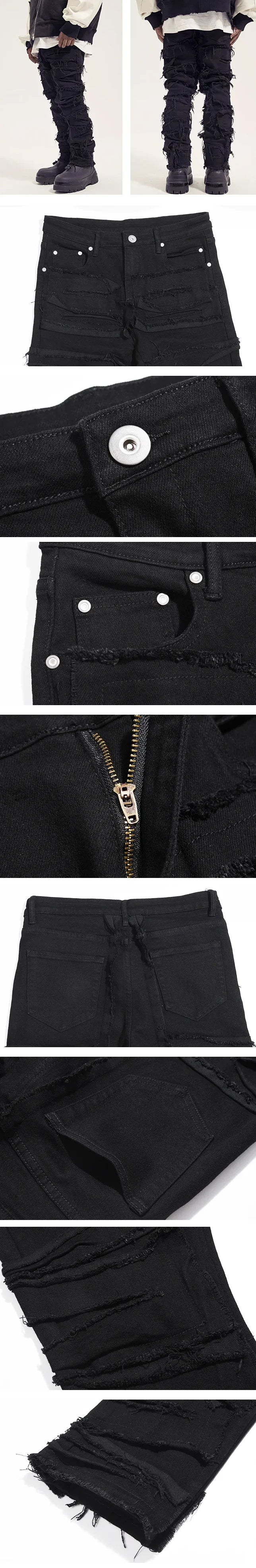 details of the Black Y2k jeans "Mito"