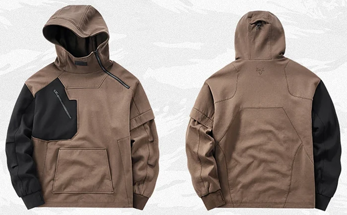 Brown hoodie "Kakami" front and back