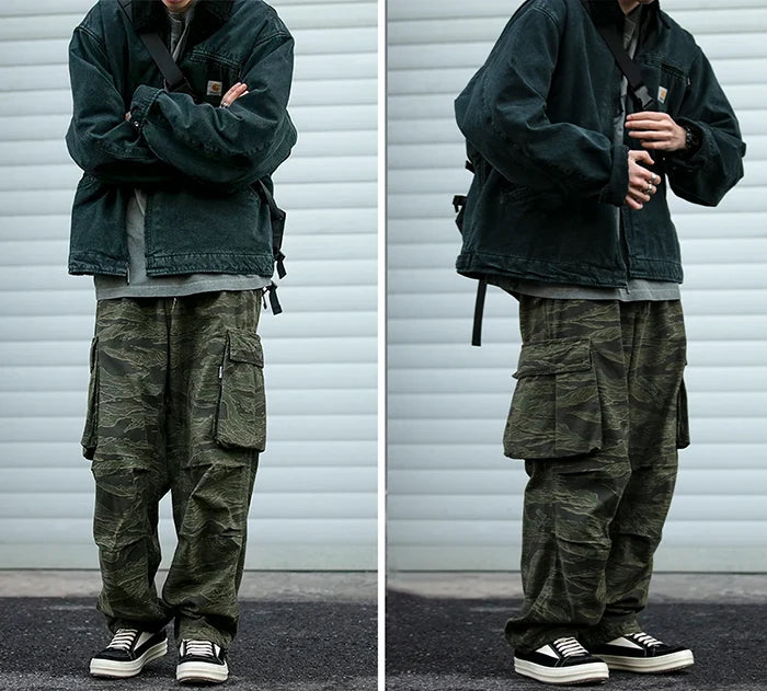 Camo streetwear pants "Fujioka" front and back