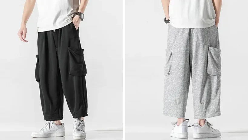 Cargo jogger pants "Echizen" black and grey