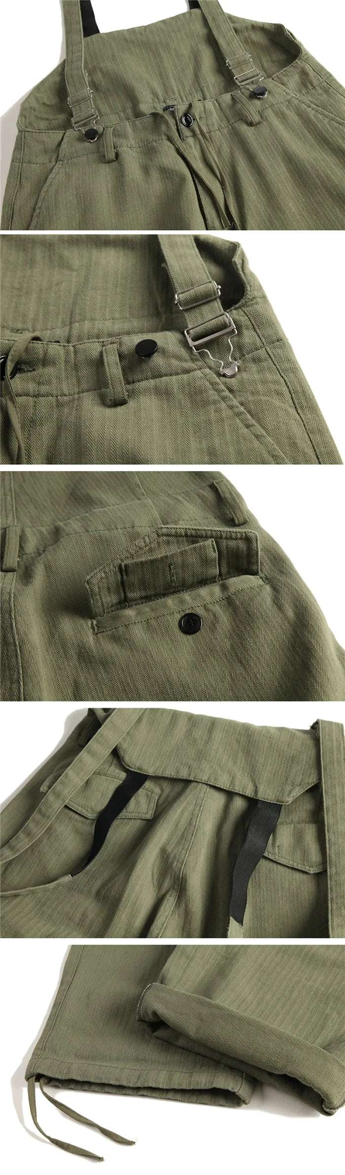 more details of the Cargo pants with suspenders "Midori"