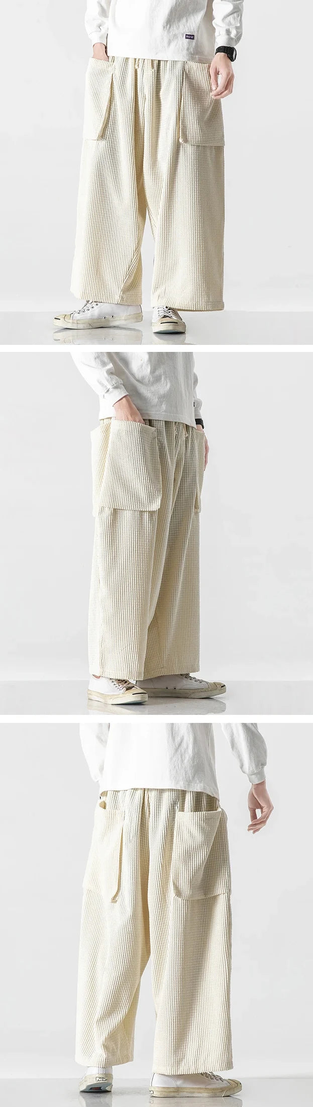 details of the Corduroy cargo pants "Sakai" white