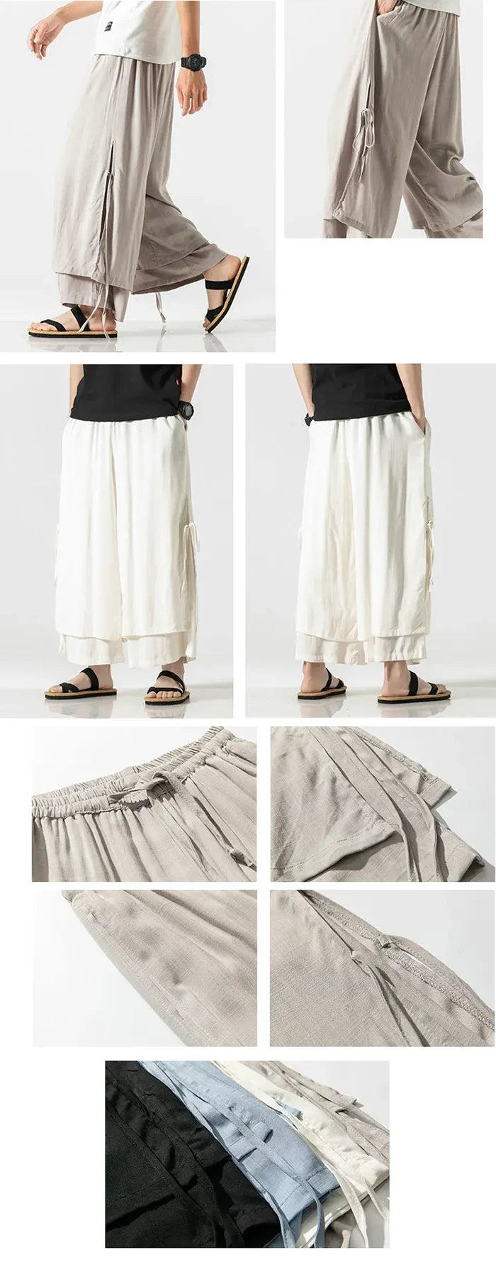 details of the Cotton hakama pants "Tsuruga"