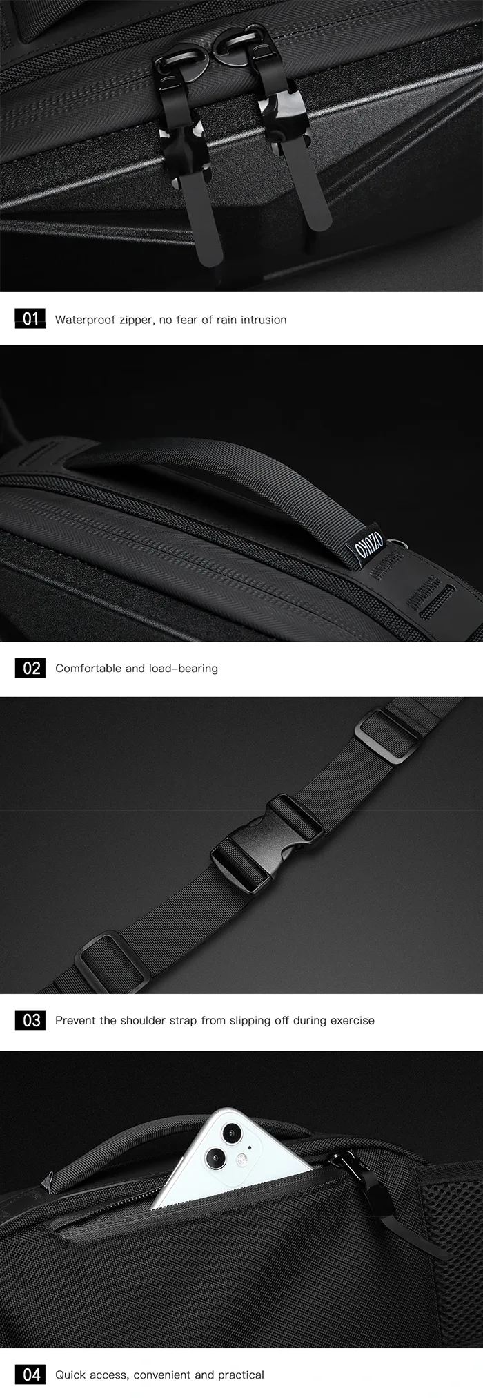 other details of the Cross body fanny pack men's "Ebina"