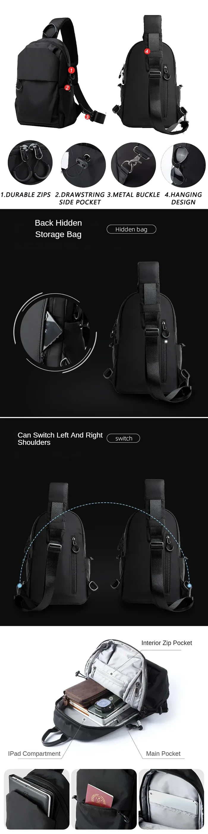 details of the Crossbody backpack "Aso"