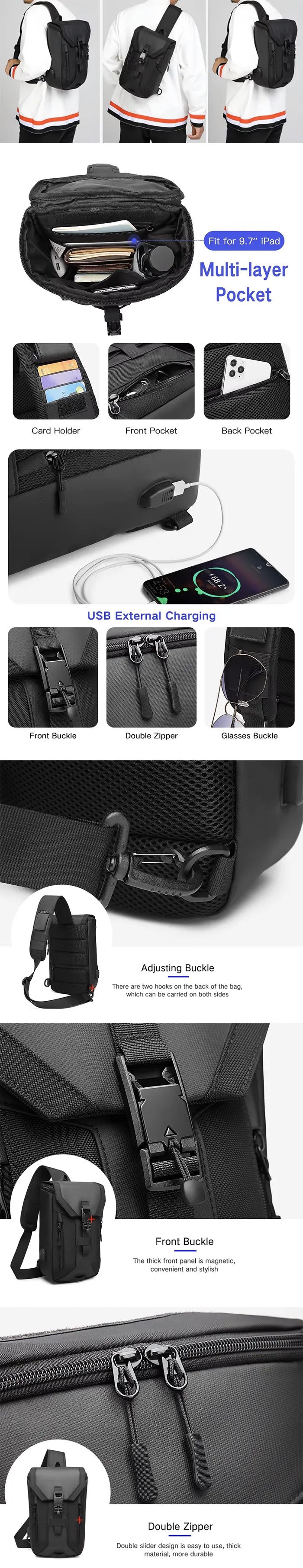 parts of the Crossbody bag techwear "Owase"