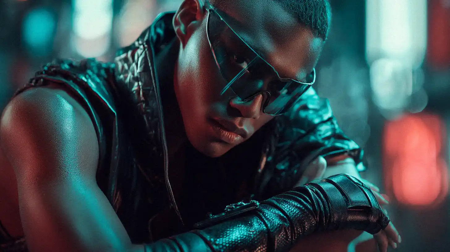man in cyberpunk outfit