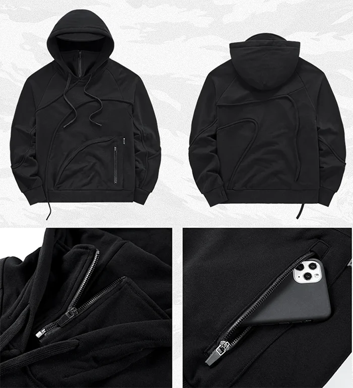 details of the Cyberpunk techwear hoodie "Mizuho"