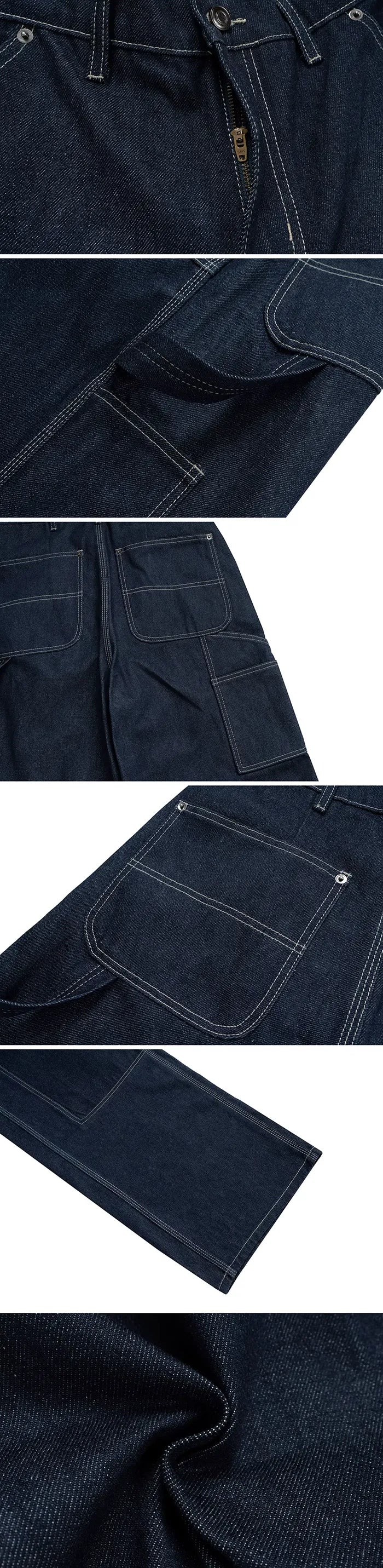 details of the Dark blue baggy jeans "Magane"