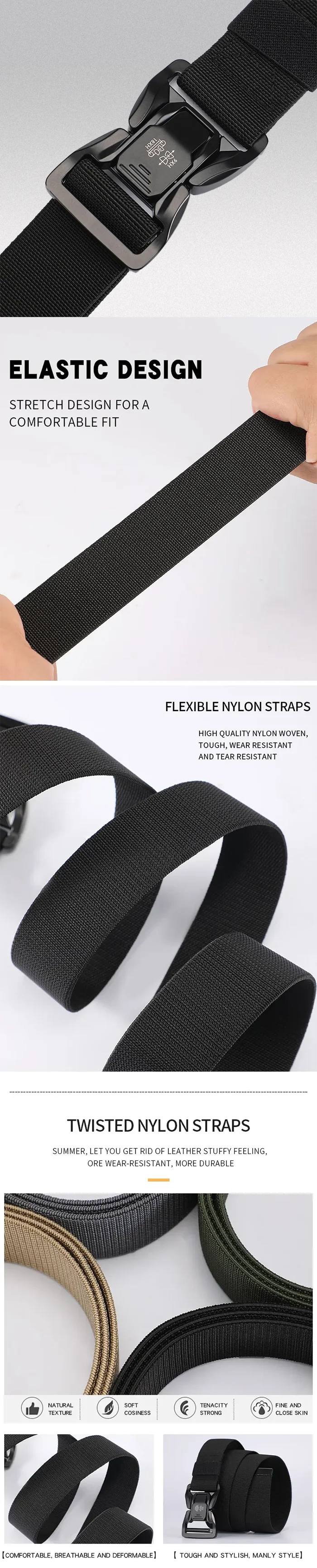 details of the Elastic nylon belt for men "Amaga"