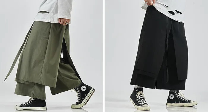 Modern Hakama Pants "Razuka" army green and black