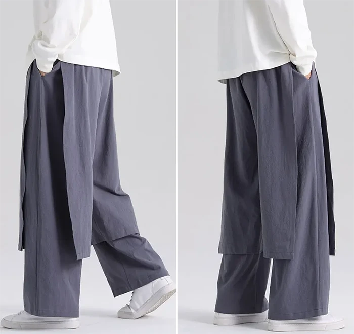 Hakama pants men "Kaido" grey color