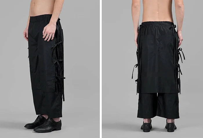 Hakama style pants "Yushu" back and front