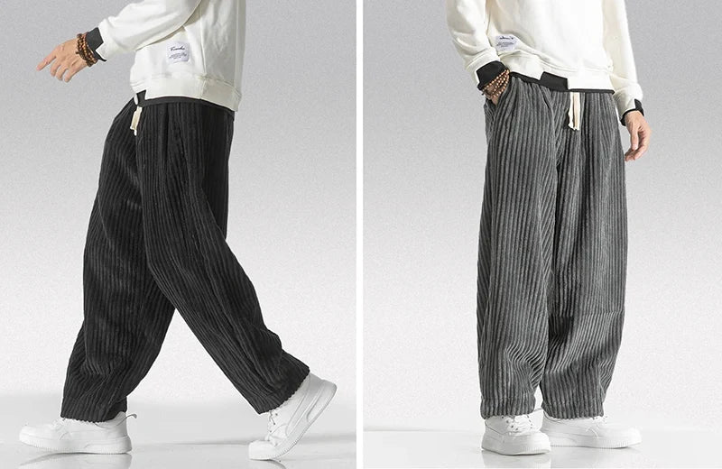 Harem pants for men "Tajimi" in black and grey color