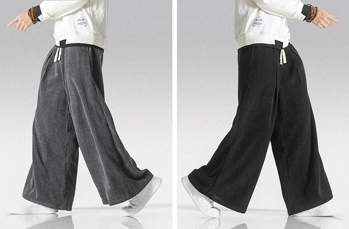 Japanese corduroy pants "Kurume" black and grey