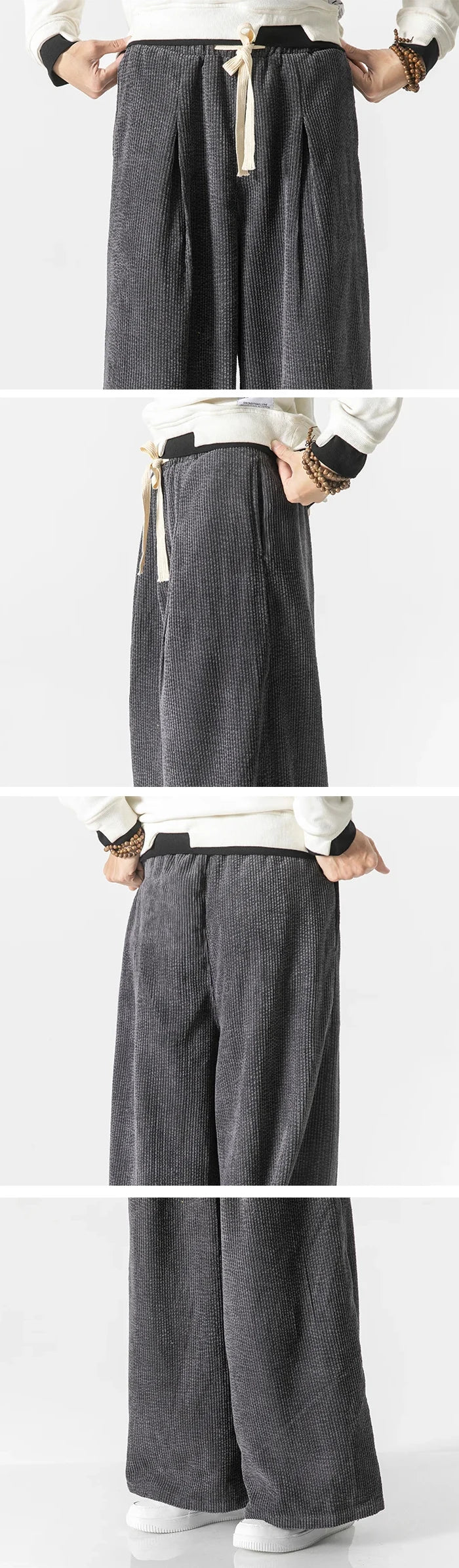 details of the Japanese corduroy pants "Kurume" grey