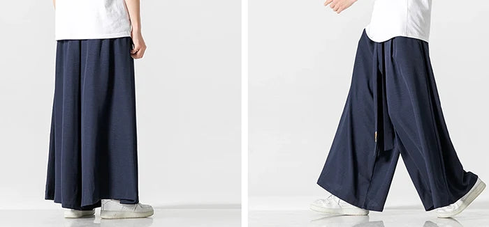 Japanese loose pants "Chikugo" blue