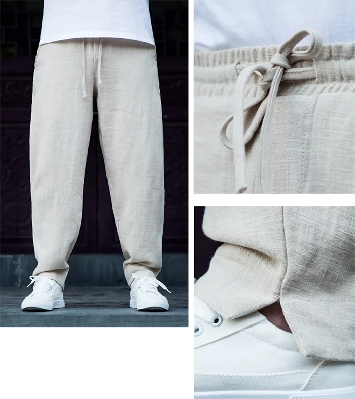 details of the Linen harem pants "Kamatsu"