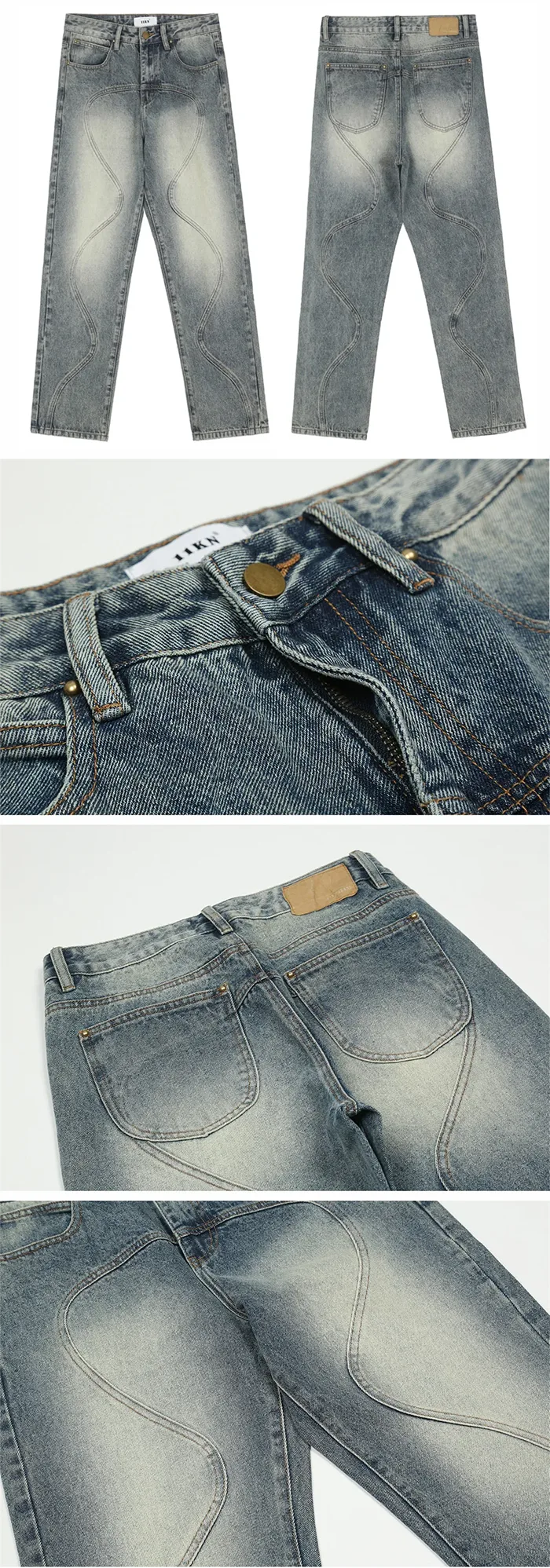 details of the Men's Y2k baggy jeans "Kasumi"