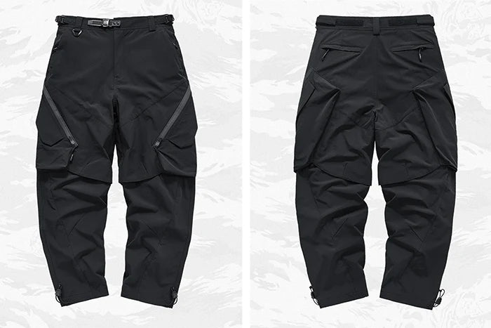 Men's black cargo pants "Katsuura" front and back