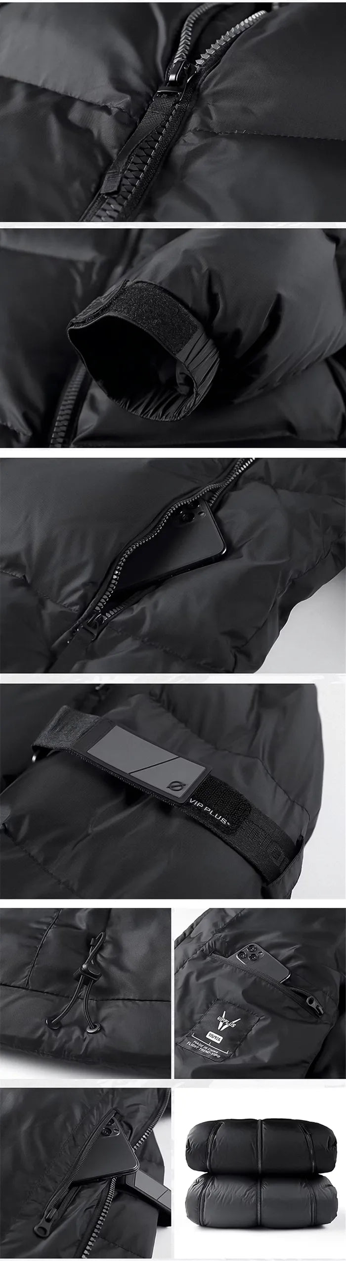 details of the Men's down jacket "Kemuro"