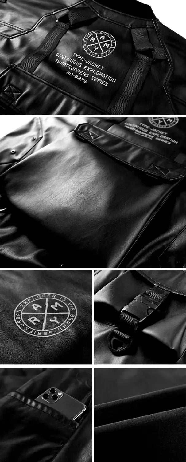 parts of the Men's faux leather bomber jacket "Tsuji"