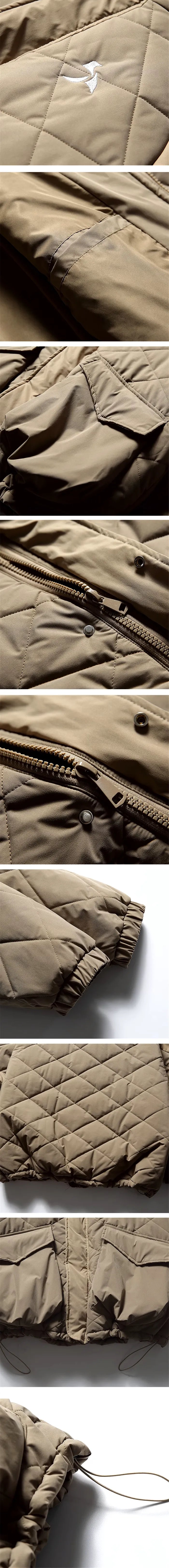 details of the Men's padded jacket "Takasa" in khaki color