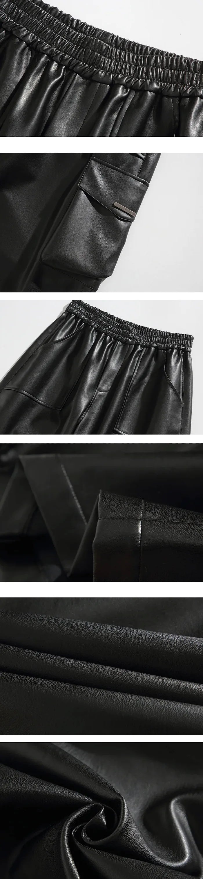 details of the Men's pu leather pants "Kihara"