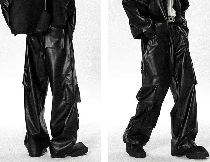 Men's pu leather pants "Kihara" front and back