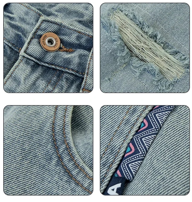 details of the Men's ripped jeans "Onomi"