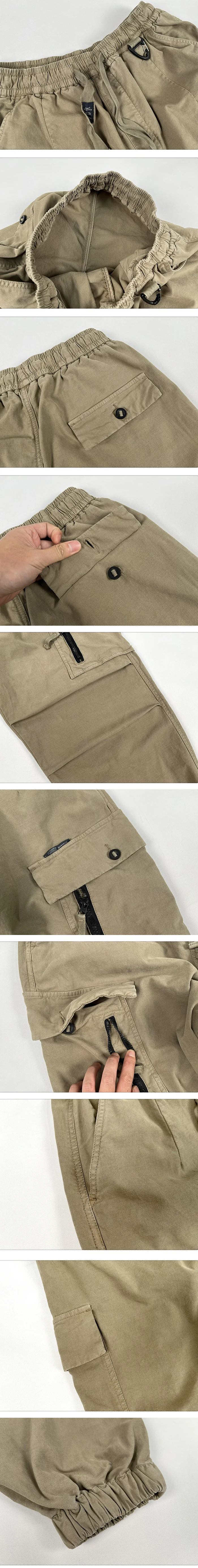 details of the Men's streetwear cargo pants "Tomioka"