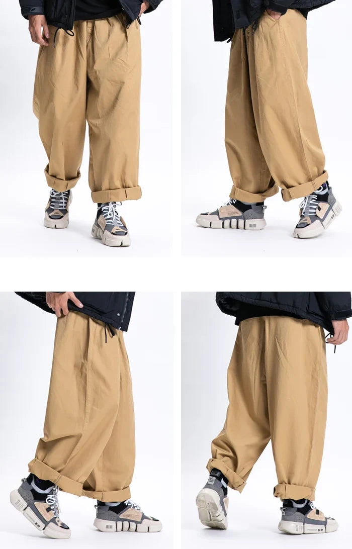 Oversized pants "Kushima" in khaki color