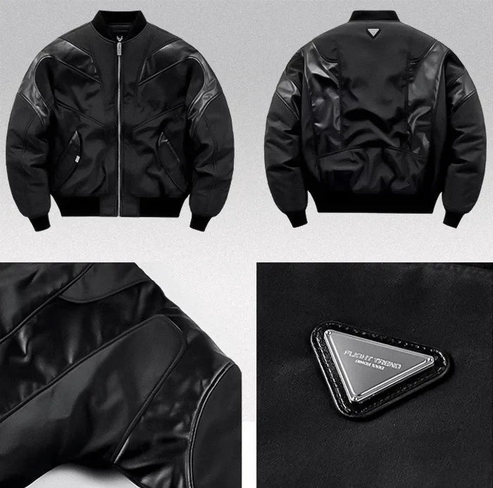 PU Patchwork bomber jacket "Masendai"