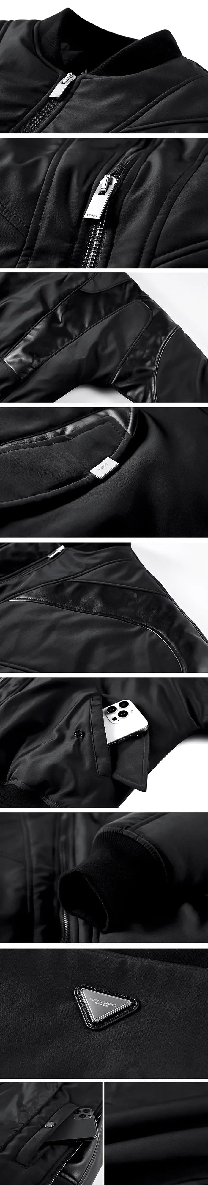 parts of the PU Patchwork bomber jacket "Masendai"