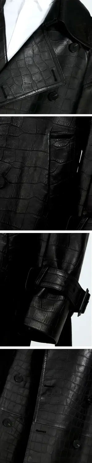 details of the PU leather trench coat "Wakima"