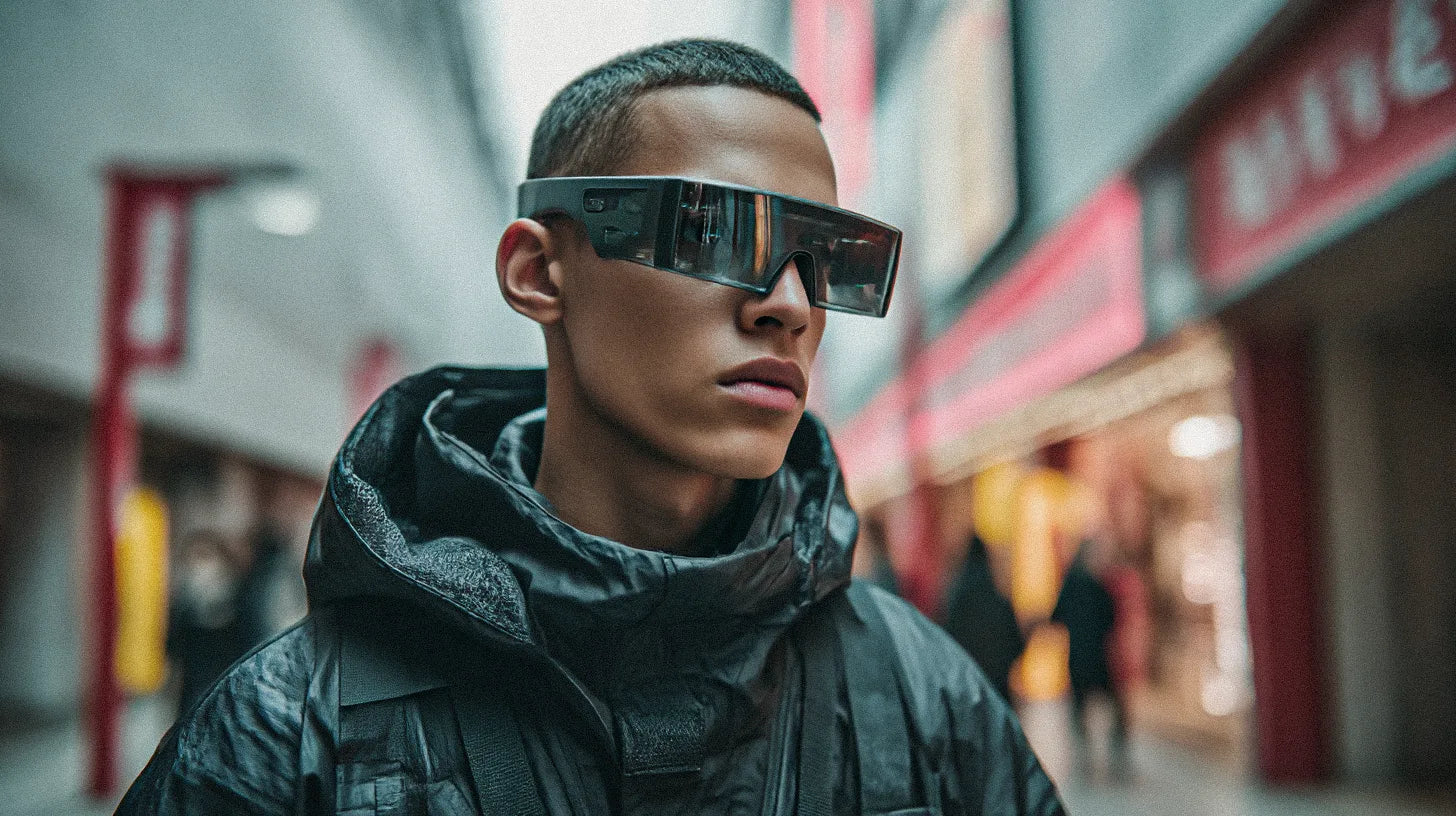 man wearing tech glasses