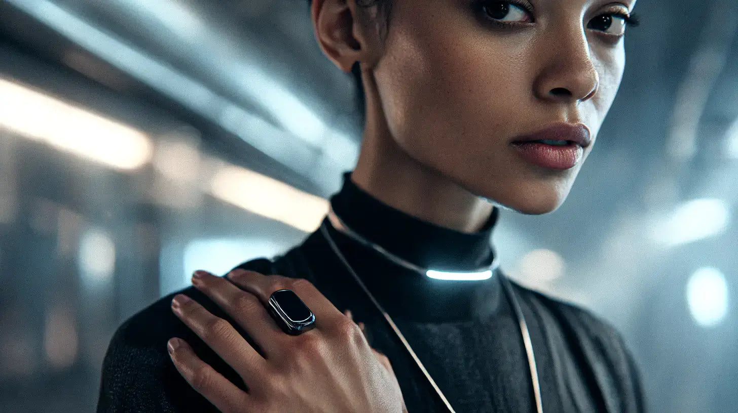 woman with tech accessories