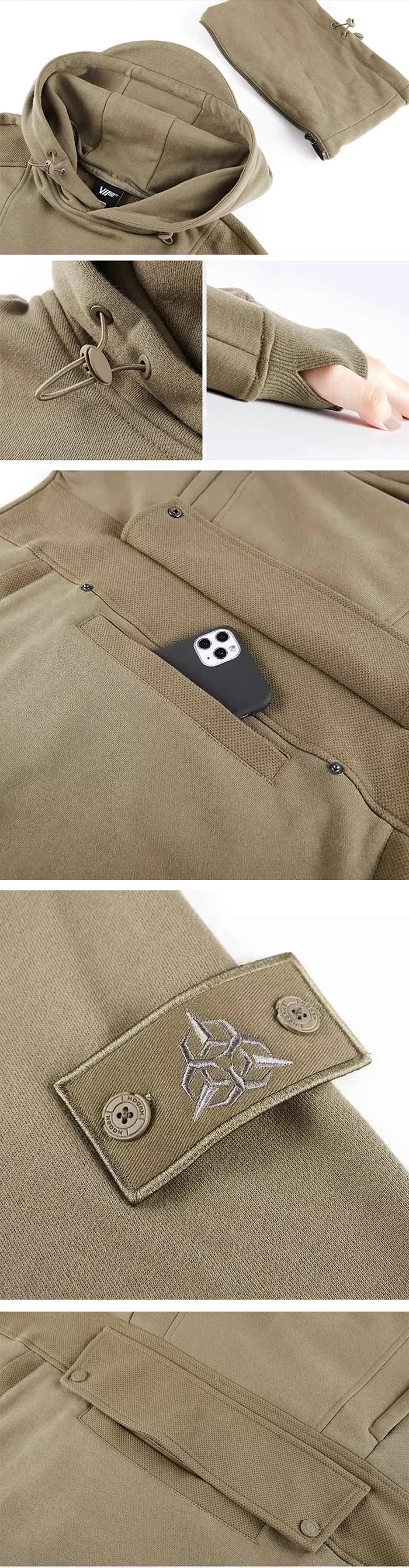 details of the Tactical hoodie "Toki"